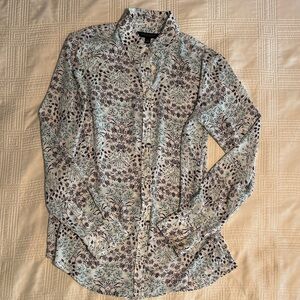 Banana Republic Black, Greenish/Blue and White Floral Women’s silky shirt
